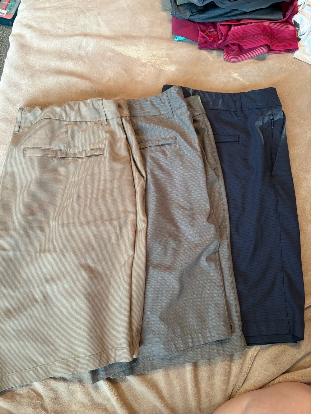 Hang Ten Men's Athletic Stretch Shorts - Tan, Gray, Navy